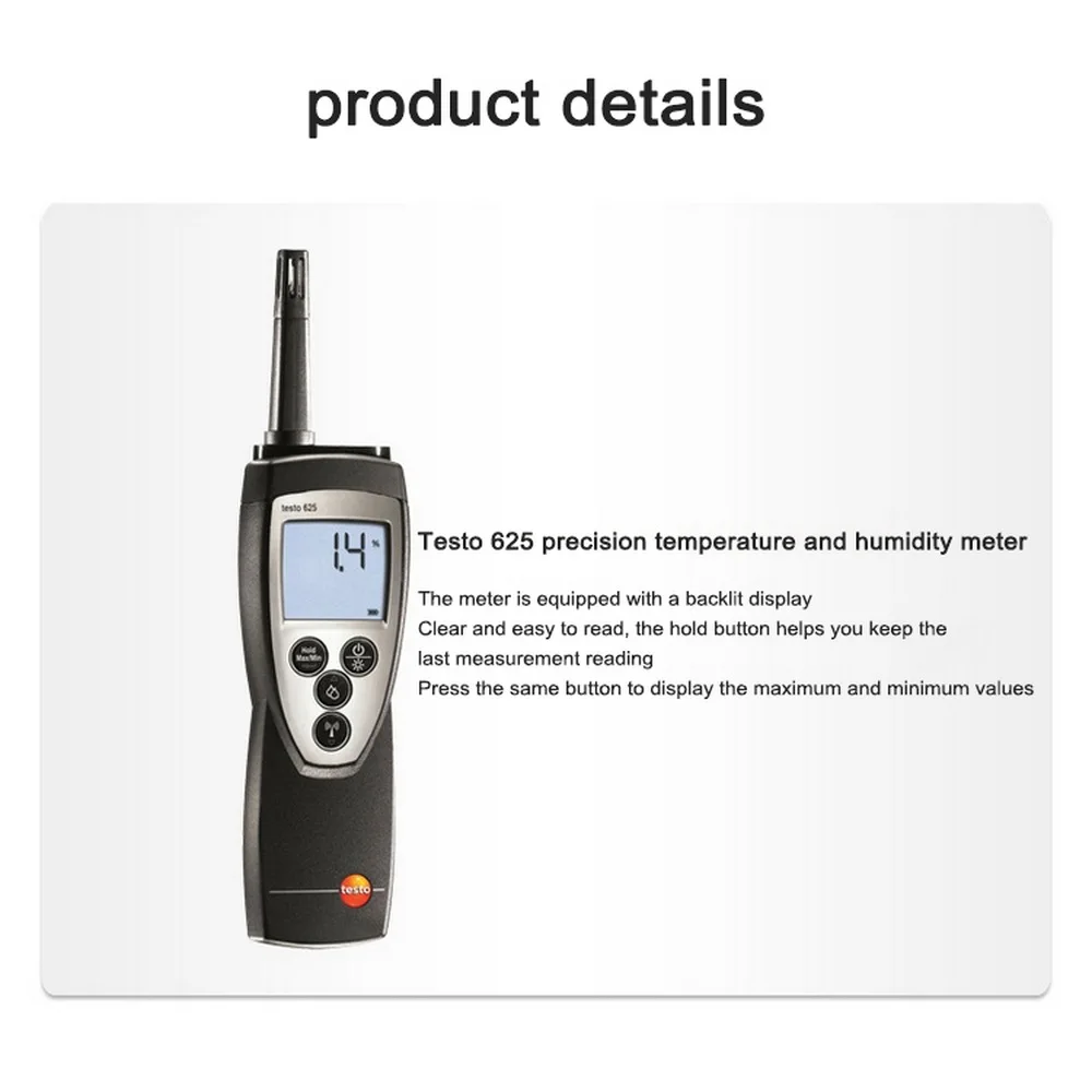 Testo625 ручной портативный высокоточный-20 ~ 50℃ цифровой измеритель температуры воздуха и влажности термометр гигрометр Манометр тестер