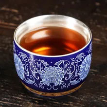 Dehua, керамическая эмалированная цветная чайная чашка, аутентичное Стерлинговое Серебро, 999 вкладышей, Посеребренная основная чашка, кунг-фу, черный чай, Улун, чайная посуда