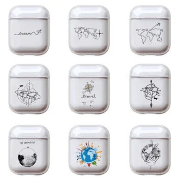 

Funny World map For Apple Airpods Case Cover Cute Transparent Luxury Transparent Earphone protective case For Airpod 2/1 Case
