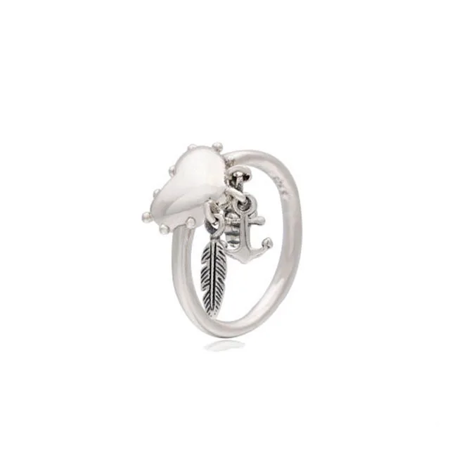 925 пробы, серебряное, классическое, сливовый, четырехлистный клевер, в форме сердца, женское, очаровательное, модное, открывающееся кольцо - Цвет основного камня: JZ116