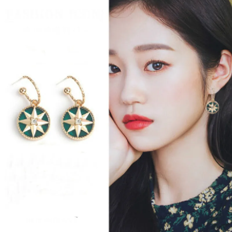 

2019 Korean Version Of The New Super Fairy Personality Lucky Compass Punk Retro Cold Wind Wild Temperament Earrings Jewelry
