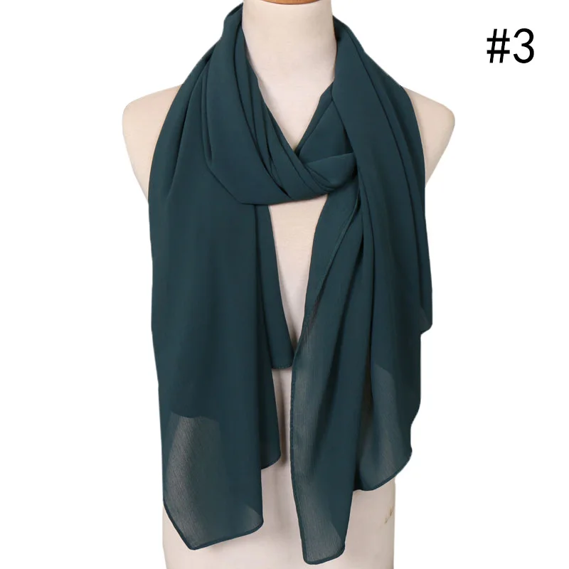 3 25 Colors Women Soft Long Scarf Muslim Hijab Shawl Wrap Chiffon Islamic Turban Headscarf Bandanas Ramadan Large Scarves 180*75cm - Цвет: 3