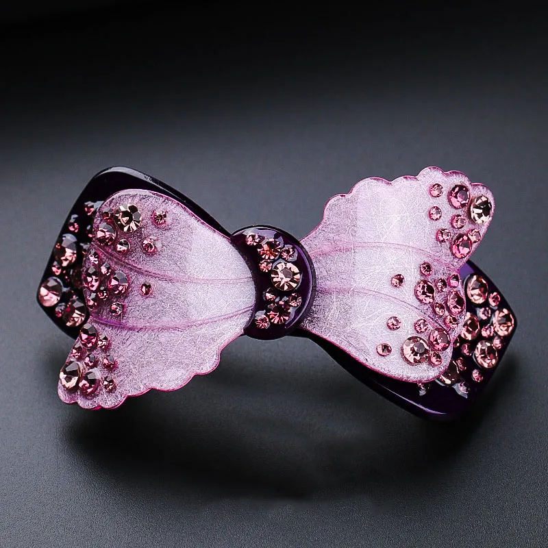 

2021 New Acrylic Rhinestone Hairclip Blue Purple Elegant Barrettes Women Casual Street Headwear Mom Gifts Vintage Hairpin