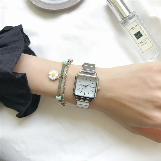Simple Silver Women Watches Ulzzang Brand Exquisite Stainless Steel Ladies Wristwatches Fashion Minimalist Female Quartz Clock white