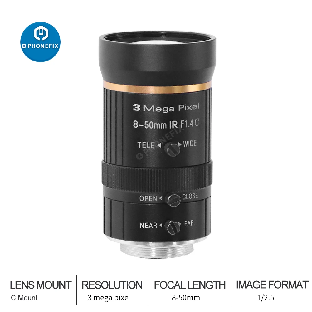 2.8-12mm 8-50mm 6-12mm 5-50mm 6-60mm F1.4 F1.6 CCTV Security camera lens C Mount Manual zoom lens for Industrial Security camera 3