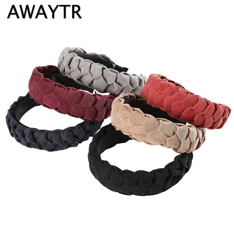 Женский бархатный ободок AWAYTR однотонный в стиле ретро аксессуар для волос на