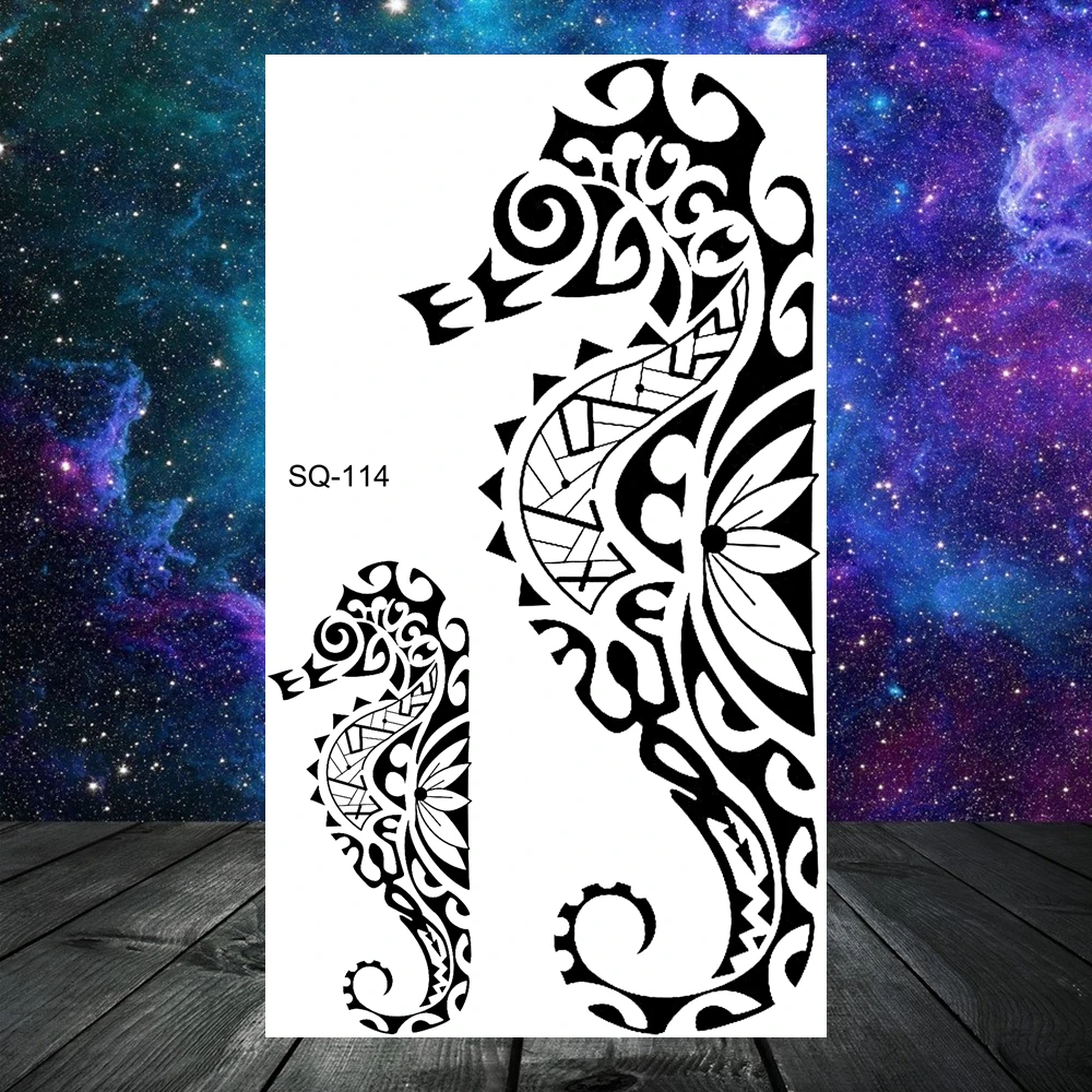 Anchor Pirate Skull Temporary Tattoos For Women Adult Men Kids Boy Astronaut Ship Seahorse Fake Tattoo Neck Arm Hand Small Tatoo 6