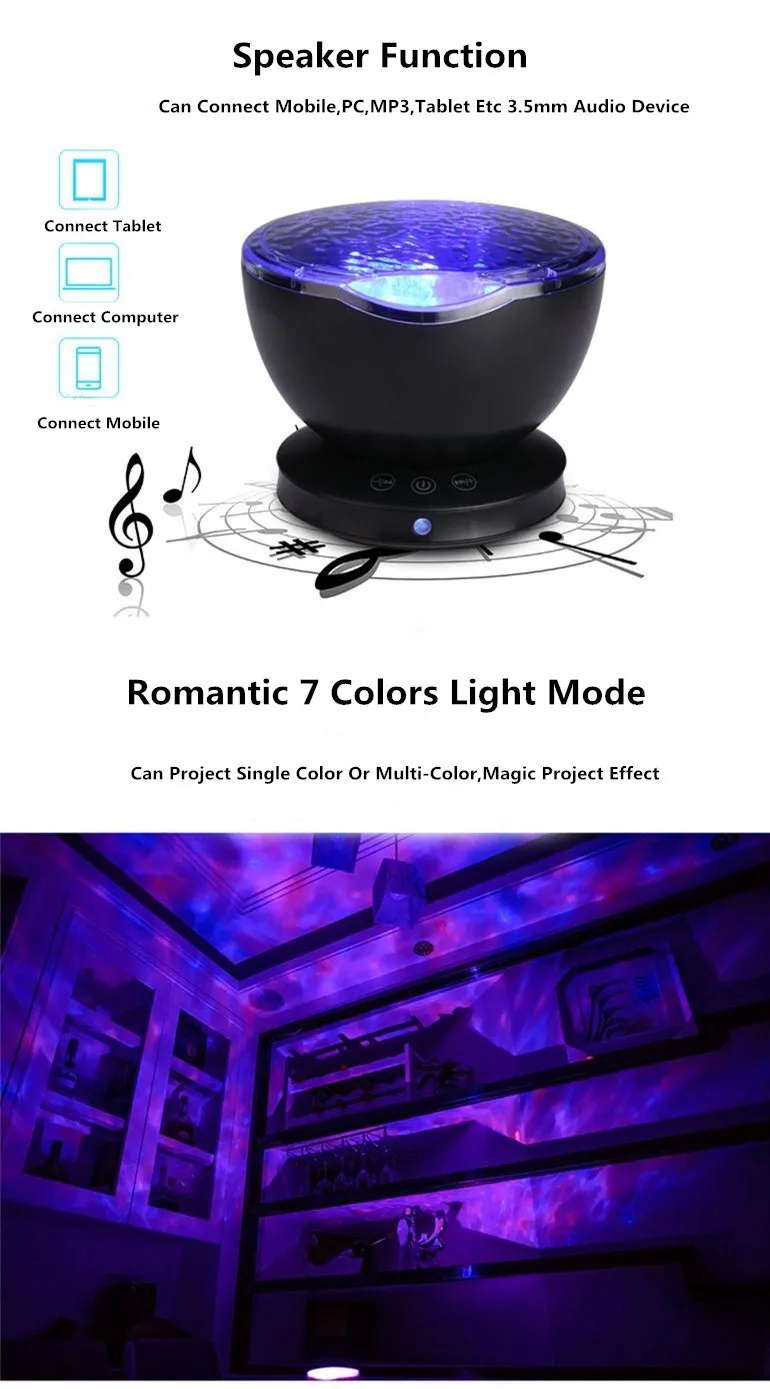 night lamp for bedroom Ocean Wave Projector Led Night Light Aid Sleeping Romantic Soothing Water Wave USB LED Light Lamp Projector Music Player For Kid night light lamp