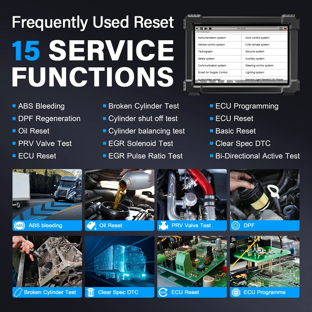 ANCEL X7 HD Heavy Duty Truck Scanner 24V Full System EPB ABS Oil Reset SAS D.PF Regen TPMS ECU OBD2 Diagnostic Tools