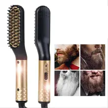 Электрический выпрямитель для бороды и волос для мужчин, щипцы для завивки волос, выпрямитель для выпрямления, тепловая щетка с боковыми волосами