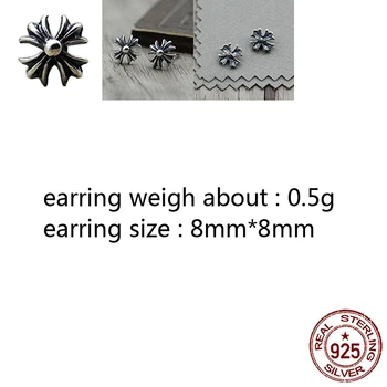 

E01-1 S925 sterling silver earrings retro personality punk hip-hop style cross shape couple models birthday gift 2020 new hot