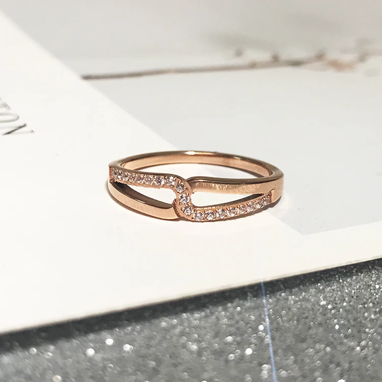YUN RUO 316 L Titanium Steel Jewelry Pave Mosaic Zircon Cross Ring Weeding Anniversary Rose Gold Fashion Woman Never Fade | Украшения и