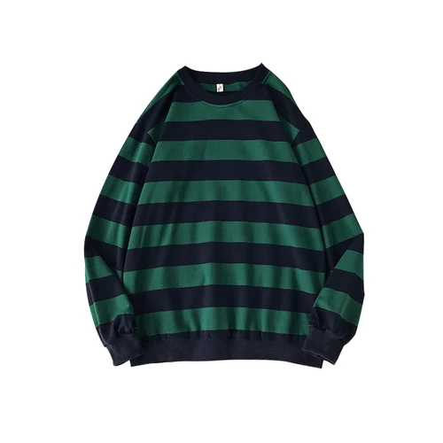 Green blue stripe Флисовые мужские свитера, Классический Полосатый пуловер, Мужская толстовка, уличная одежда, хип-хоп свитер с радугой, Повседневный пуловер, мужская одежда - Цвет: Green blue stripe