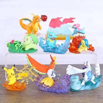 

Animie Monsters Cyndaquil Ho-Oh Chikorita Charizard Totodile Lugia Porygon Mini PVC Figures Brinquedo Toys 8pcs/set