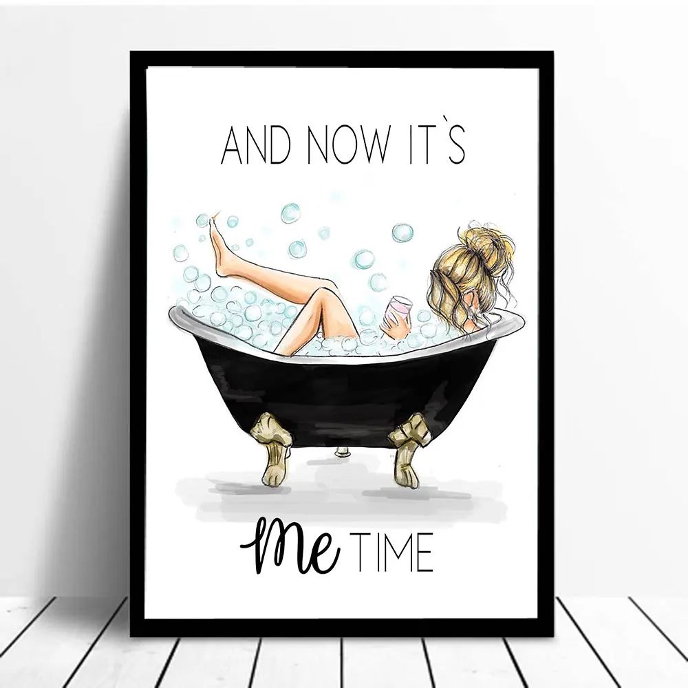 Постер и принты It's Me Time Vogue Girl на ванне изображение стене для гостиной украшение