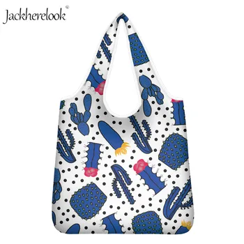 

Jackherelook 2Pcs Shopping Bags for Women Large Capacity Eco-friendly Shoulder Handbag Casual Light Grocery Bag Cactus Print Bag
