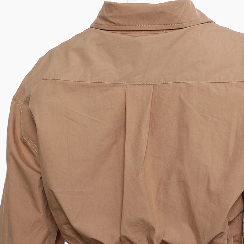 [EAM] Women Pleated Mesh Irregular Stitch Shirt Dress New Lapel Long Sleeve Loose Fit Fashion Tide Spring Autumn 2020 1Z823
