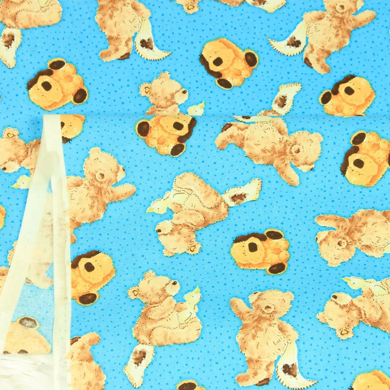 Полуярдовая простая хлопковая ткань с синей подошвой с мультяшным принтом, платье ручной работы для одежды, детская одежда, CR-86