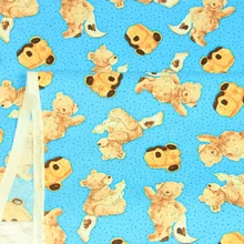 Полуярдовая простая хлопковая ткань с синей подошвой с мультяшным принтом, платье ручной работы для одежды, детская одежда, CR-86