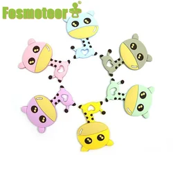 Fosmeteor 1pcs New Double-Sided Deer Silicone Teether Food Grade Pendants DIY Pacifier Chain Accessories Baby Molar Toy Gift