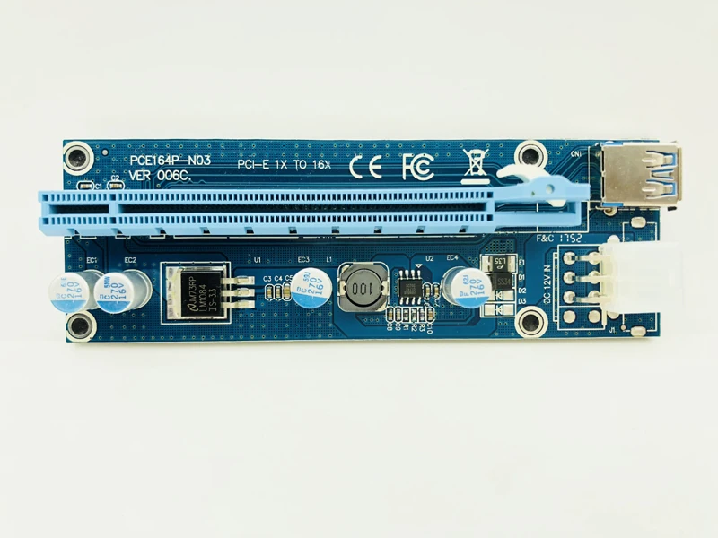 VER006C PCI Express PCIE PCI-E Riser Card 006C 6Pin 1x to 16x удлинитель USB3.0 кабель видеокарта Riser для майнинга биткоина