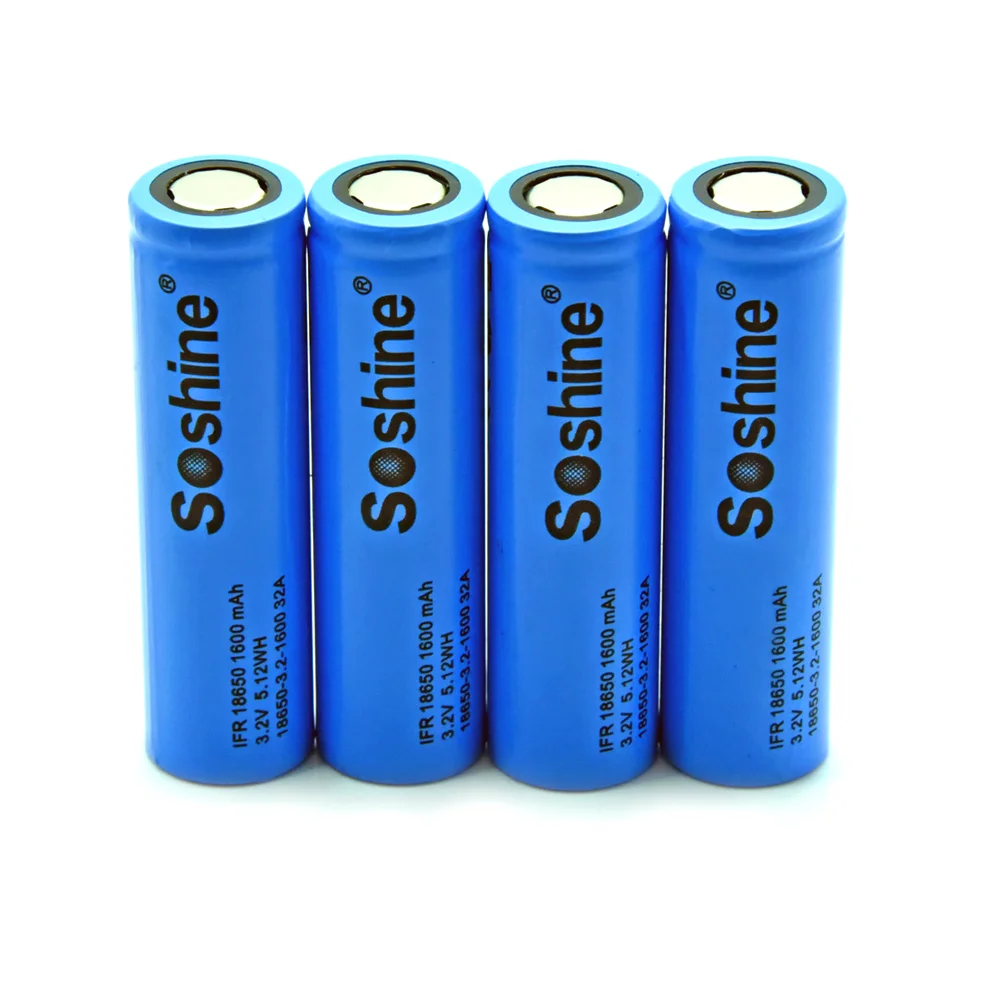 4 шт./лот Soshine LiFePO4 18650 3,2 в 1600 мАч аккумуляторная батарея с вкладкой точечная сварочная батарея