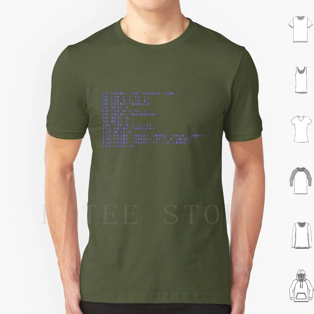 Badger Ad Infinitum-Commodore 64 Style T Shirt Cotton Men Diy Print Badger Mushroom Snake Weebl Commodore 64 Programma Di Base Song