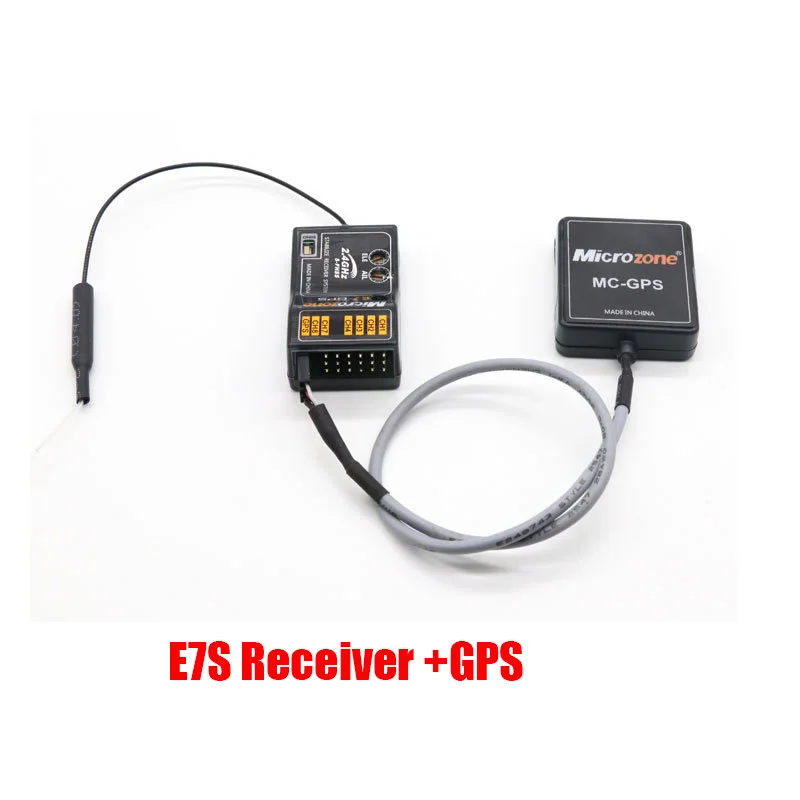 Receiver and GPS MicroZone MC E7S E7V 2,4G 7CH контроллер передатчик с E7 приемник mc-gps радиосистема для SU27 радиоуправляемый самолет, Квадрокоптер Multirotor - Цвет: Receiver and GPS
