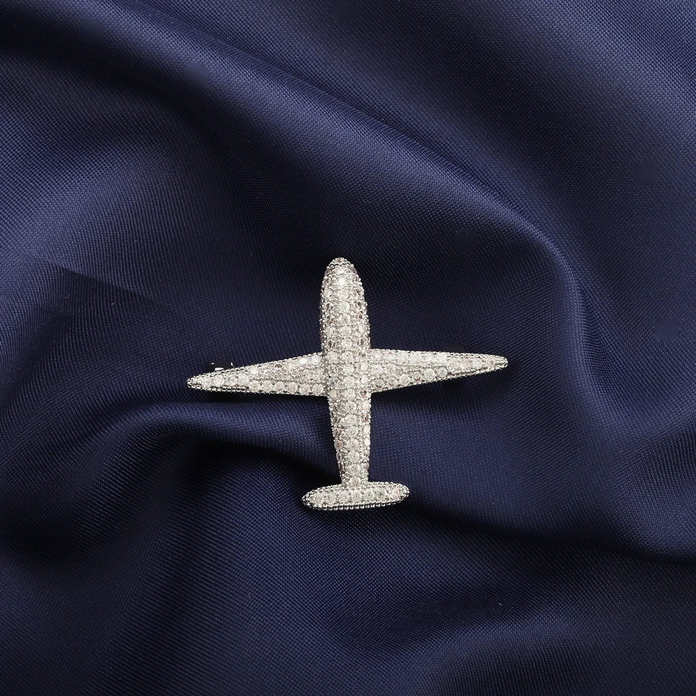 Fashion Airplane Brooch Shiny Luxury Team Logo Corsage Popular Group Gift for Women Luxury Designer Suit Pin