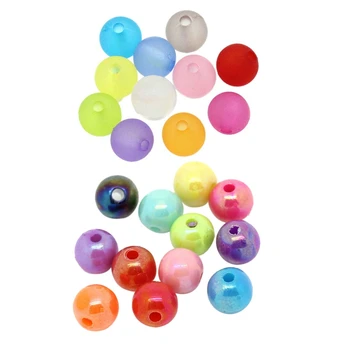 

1000Pcs Plastic Spacer Beads Frosted Round Ball Ran Color & 500PCs Mixed AB Color Round Acrylic Spacer Beads
