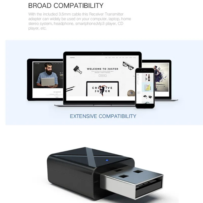 Все в одном удобный Bluetooth 5,0 аудио адаптер приемник передатчик беспроводной ключ 3,5 мм, AUX, разъем аудио BT Receiver5