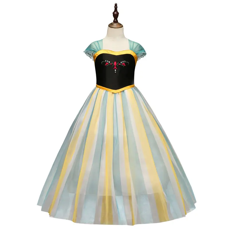 Elza/карнавальный костюм для маленьких девочек, вечернее платье на Хэллоуин, детское свадебное платье для подружки невесты, радужная Анна, 8 лет