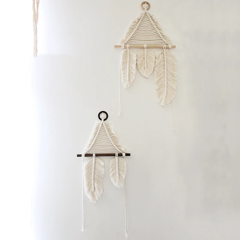 

Bihemian Macrame Wall Hanging Hand Woven Tapestry Ins Feather North European and American Style Residential Decoration