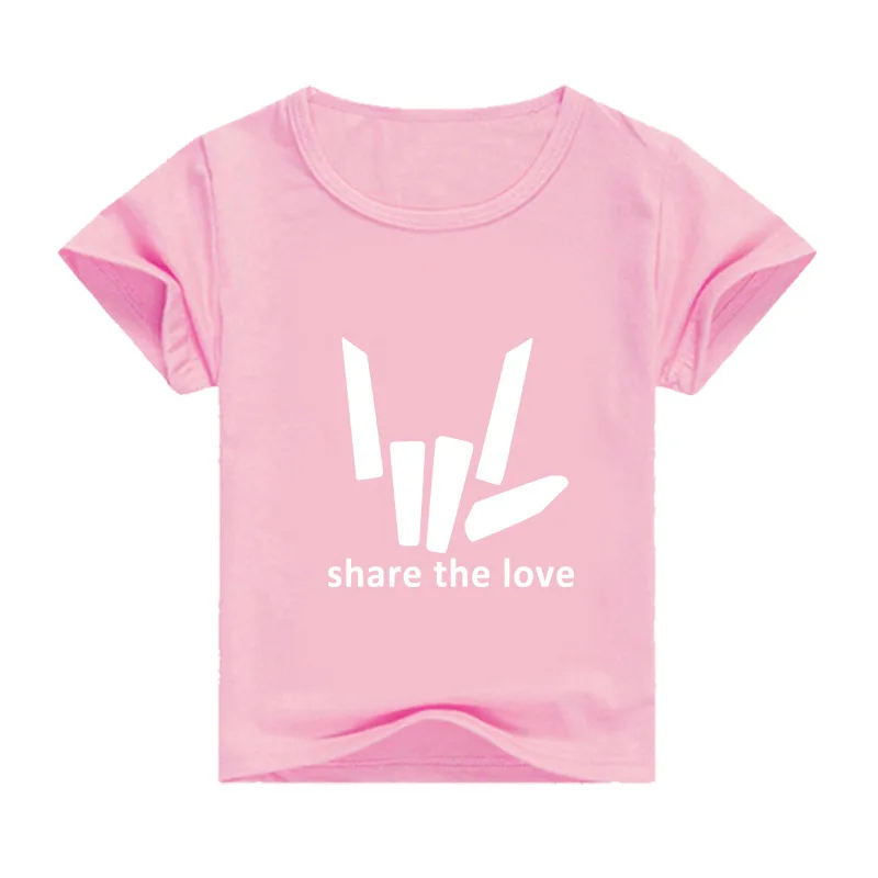 DLF/От 2 до 16 лет; коллекция года; летняя футболка с графическим принтом «Share The Love»; Модные топы для детей; футболка с короткими рукавами для мальчиков; футболка для девочек-подростков
