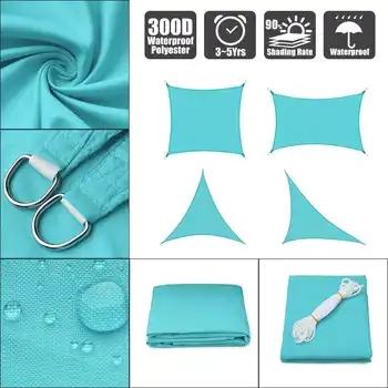 

All Size Waterproof 300D Sky Blue Square Rectangle Shade Sail Garden Terrace Canopy Swimming Sun Shade Camping Hiking shade Sail