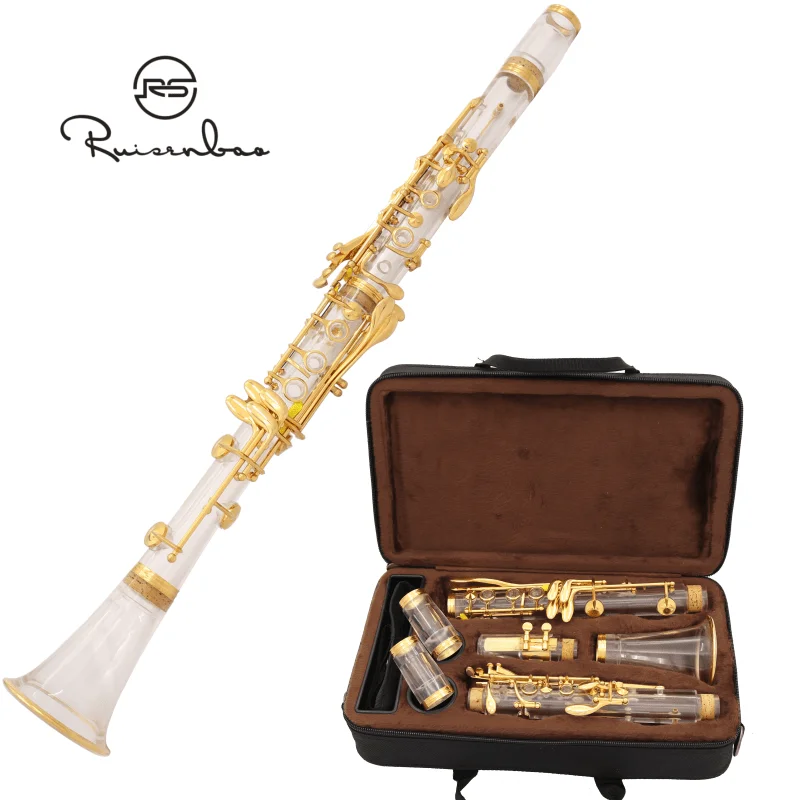 Silver plated Gold plated Bb clarinet acrylic transparent tube body excellent timbre