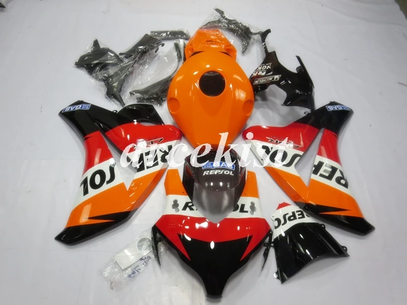 Литьевая Форма ABS мотоцикл обтекатель комплект Подходит для Honda CBR1000RR 08 09 10 11 2008 2009 2010 2011 тела набор оранжевый черный - Цвет: orange black