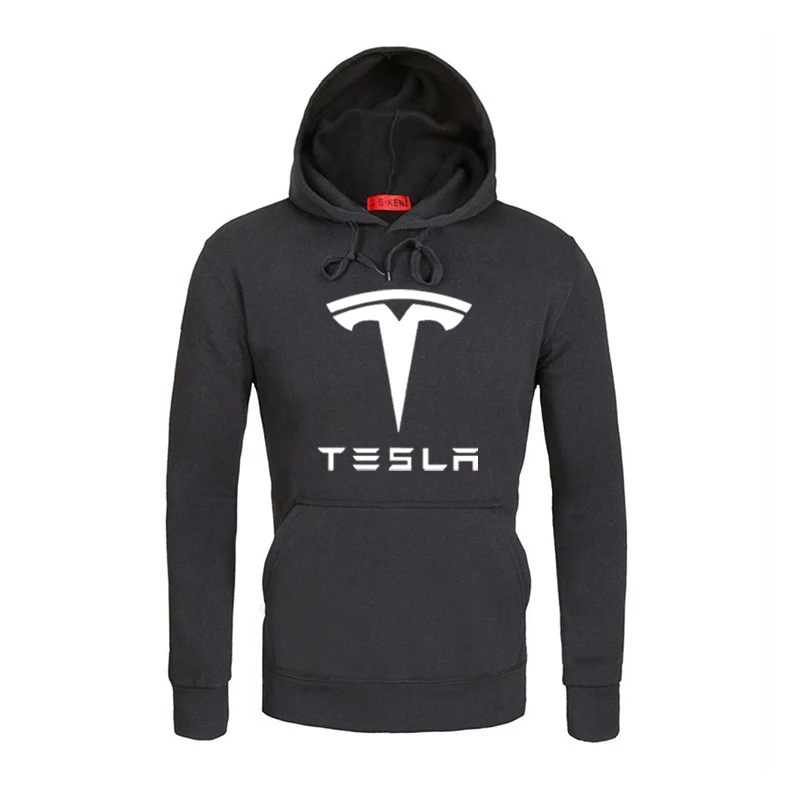Толстовки с капюшоном и Для мужчин Tesla автомобильный брелок с логотипом, свитшот с принтом Демисезонный Новая мода Для мужчин Толстовка с капюшоном в стиле хип-хоп Харадзюку Повседневное толстовка из флиса тренировочный костюм