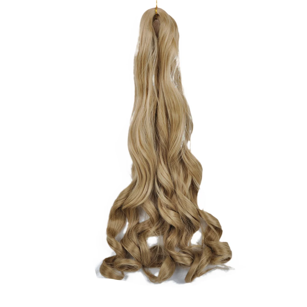Synthetic 26 Inches Loose Wave Crochet Braids Hair Ombre Spiral Curls Pre Stretched Braiding Hair Extensions For Black Woman