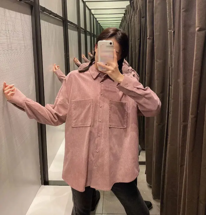 Английские консервативные вельветовые осенние женские блузки, Mujer De Moda женские топы Boyfriend размера s размера плюс