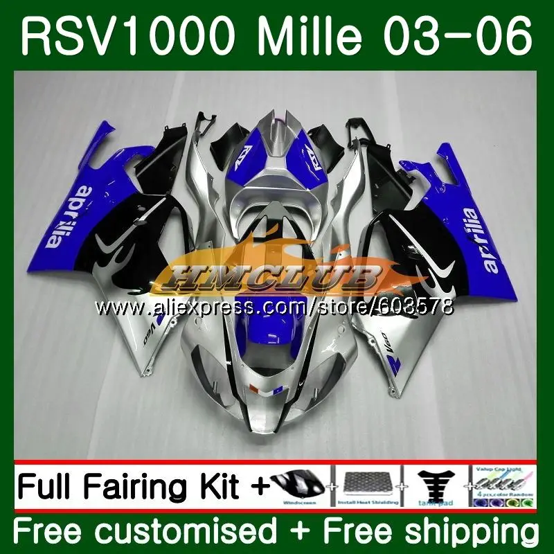 Набор для ухода за кожей Aprilia Mille RSV 1000 R RR 2003 2004 2005 2006, синего и серебряного цвета 42CL. 59 RSV1000RR RSV1000R 1000R RSV1000 03 04 05 06 обтекатель - Цвет: No. 1
