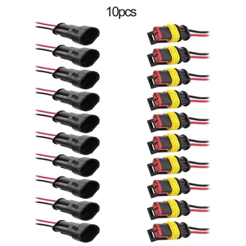 

10pcs/set Dustproof 2-Pin Way Sealed Waterproof Electrical Wire Connector Plug with Wire Car Auto Accessories DropShip