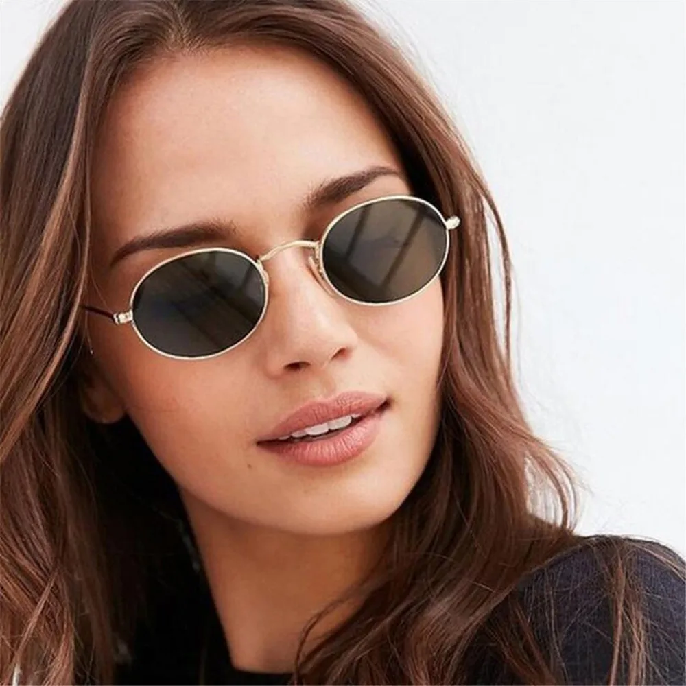 ray ban sunglasses women UV400 Oval Sunglasses Small Frame Frame Retro Festival Gradient Mirror Glasses for Daily Wear Gold Silver round sunglasses