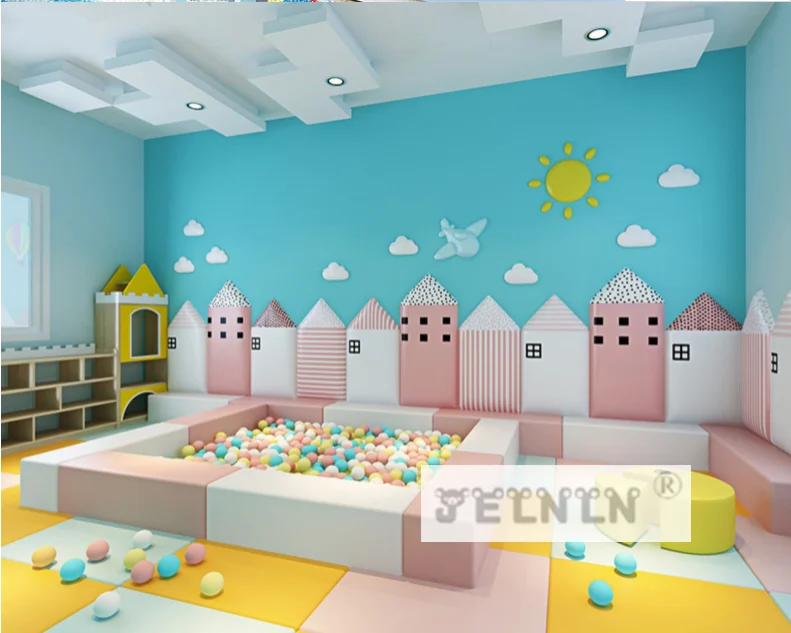Мультяшный дом узор детская комната прикроватная мягкая посылка стикер стены татами стены вокруг ребенка фон стикер стены