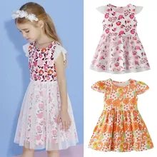 Повседневное платье с цветочным рисунком для девочек; платье принцессы для маленьких девочек; кружевные вечерние платья-пачки с цветочным узором; платье для дня рождения; Одежда для девочек; детское платье