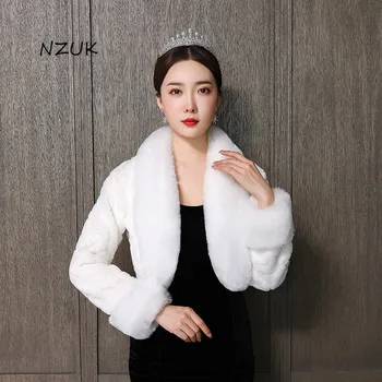 

Wedding Jackets Wrap Bride Formal Dress Winter Cape Bride Fur Shawl Bridal Jackets Wedding Coats PJ059