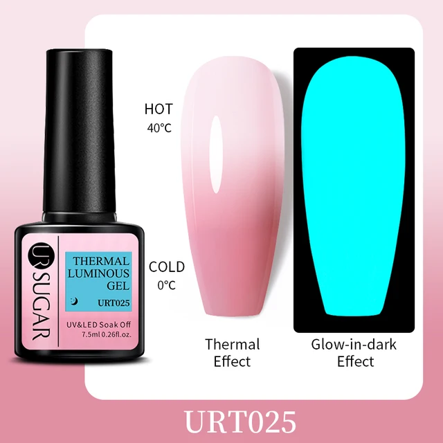 UR SUGAR 7.5ml Luminous Thermal Gel Nail Polish 2 In 1 Color Changing Glow in Dark Soak Off Manicuring UV Gel Nail Art Varnish URT025