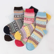 5 пар/лот, шерстяные хлопковые носки для женщин, повседневные винтажные теплые мягкие короткие носки, весна, осень, зима