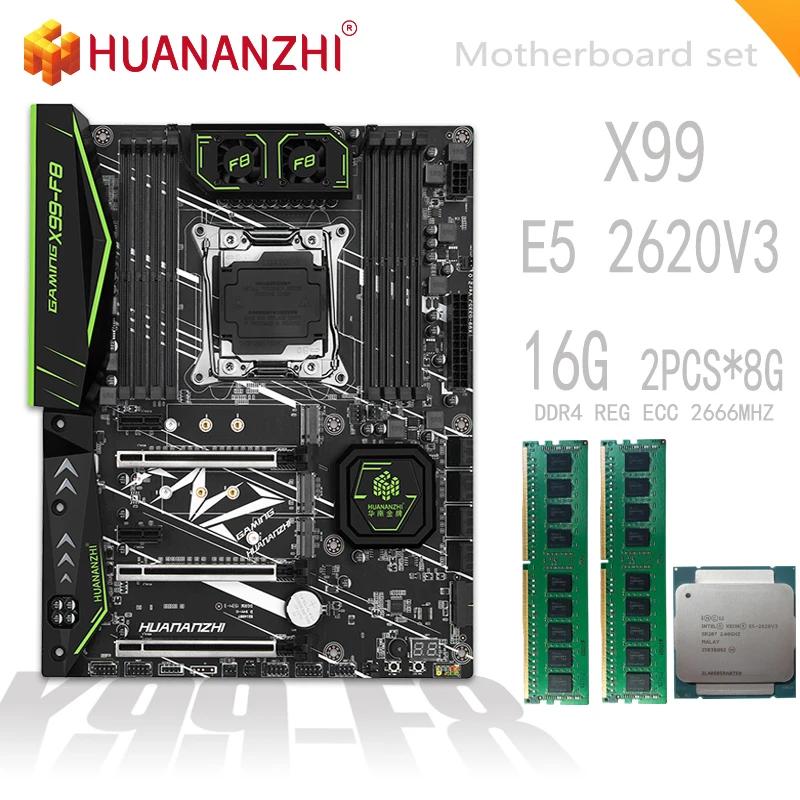 Комплект материнской платы HUANANZHI X99 DDR4 LGA2011-3 Xeon E5 2620 V3 и 16 Гб = 8 * 2 шт. 2666 МГц |