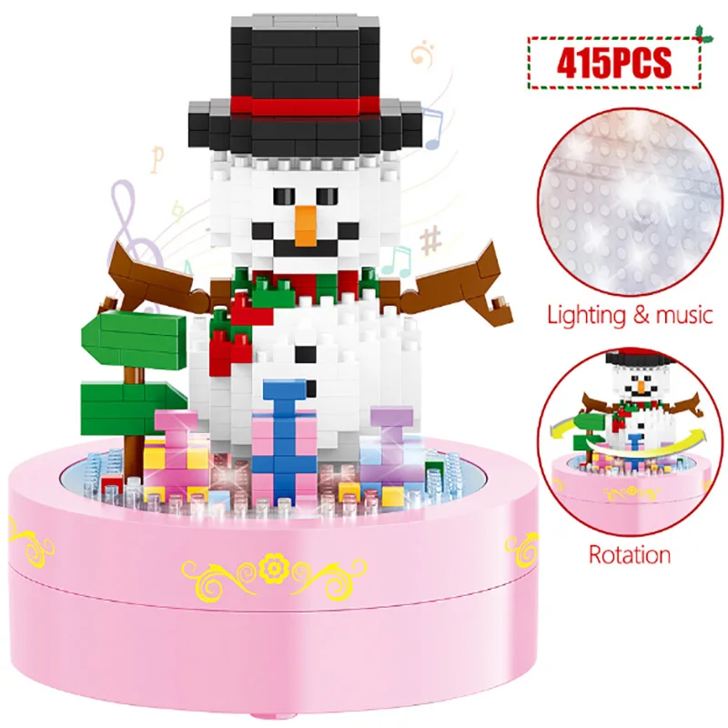 

Mini Blocks DIY Santa Claus Xmas tree Christmas Gift building blocks with music lights Educational Toys small particles assemble